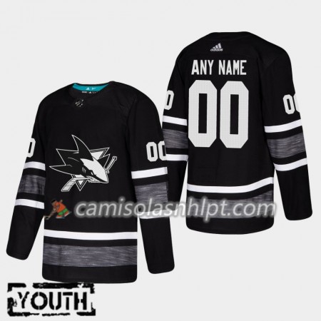 Camisola San Jose Sharks Personalizado 2019 All-Star Adidas Preto Authentic - Criança